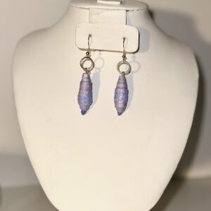 Earrings with silver fixings purple and blue teardrop earrings on a neutral base