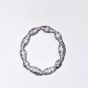 Stretch bracelet of paper beads with silver foil