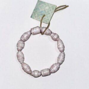 Soft Pink on White Bracelet on a wooden background