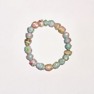 Stretch Bracelet of pinks, blues, and greens that fits up to 8" wrist