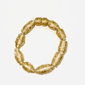 Bracelet made of paper beads of gold foil.