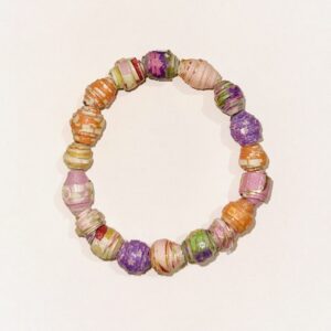 Stretch bracelet of Bollywood Inspired colored paper beads.