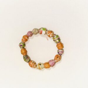 Bollywood inspired colors on a stretch bracelet of paper beads