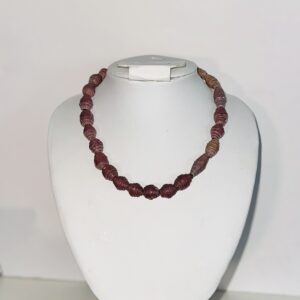 Dark Mauve short paper bead necklace